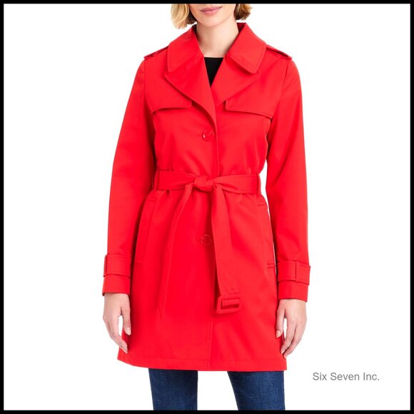 Pleated Back Trench Coat Short Single-Breasted Classic Elegant Chic Outerwear